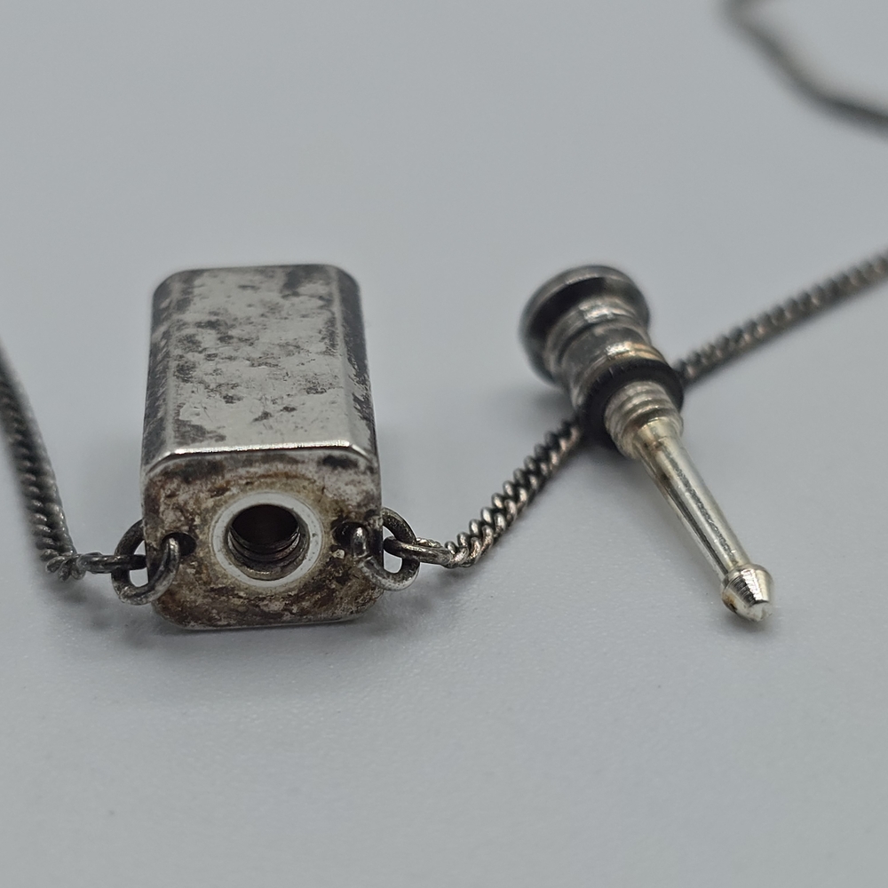 VTG Gothic Silver Tone Mini Perfume Medicine Bottle Pendant Necklace 24" - Picture 7 of 15